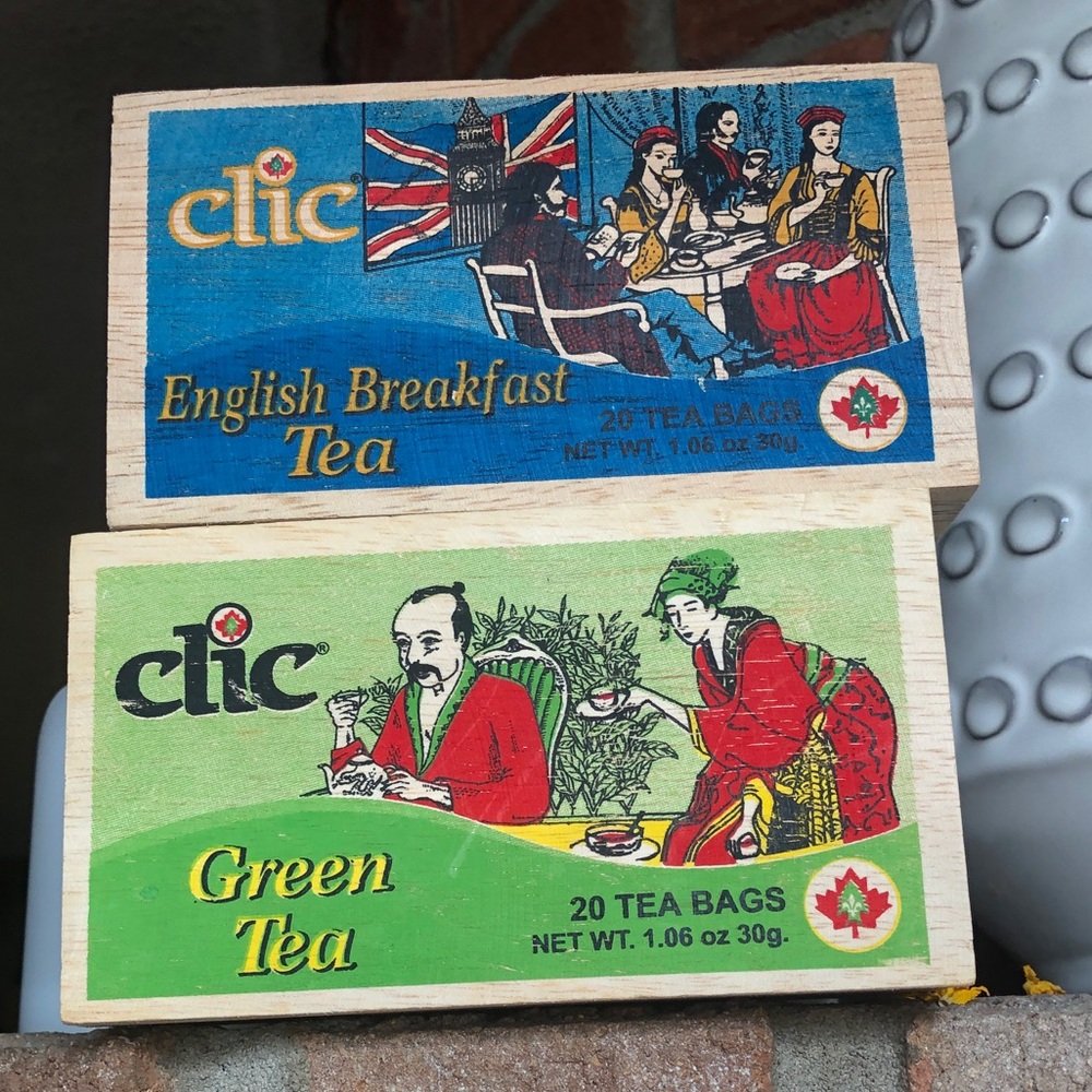 Vintage Tea Bag storage boxes set of 2